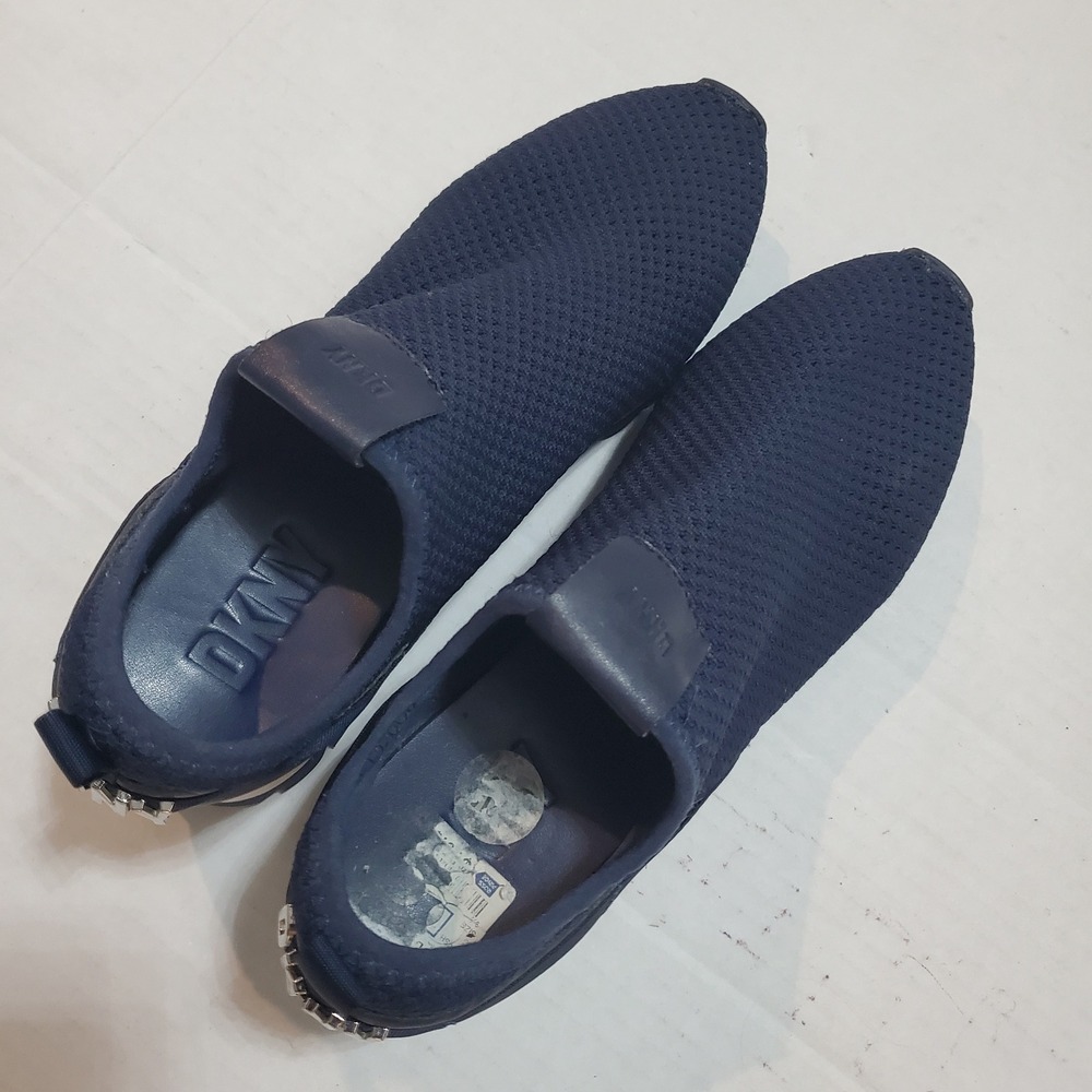 DKNY Womens Navy Blue Mesh Slip On Platform Sneakers Silver Logo Size 9.5 - Picture 6 of 10